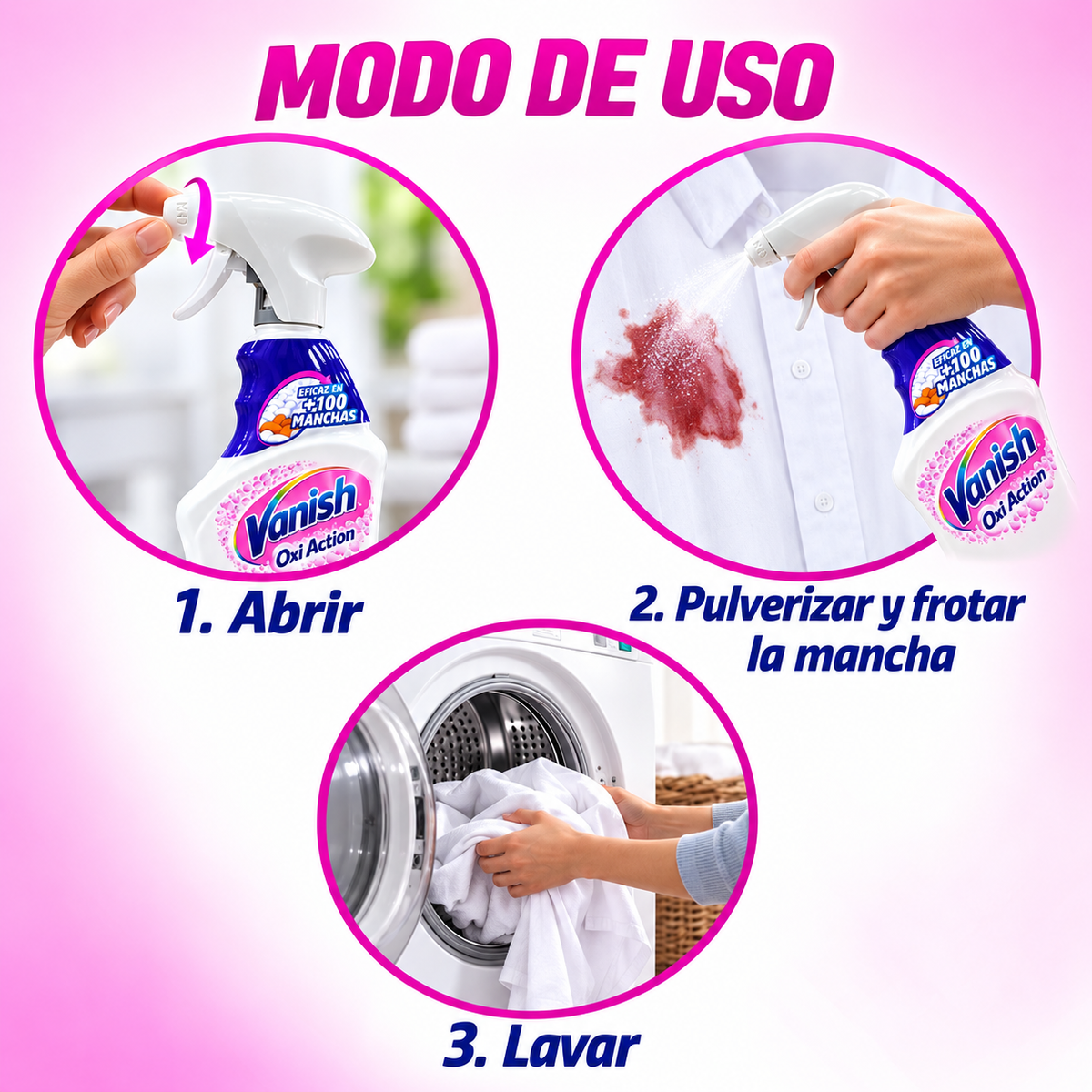 Vanish White Stain Remover Spray 750ml – Powerful Pre-Treat Cleaning 2pcs