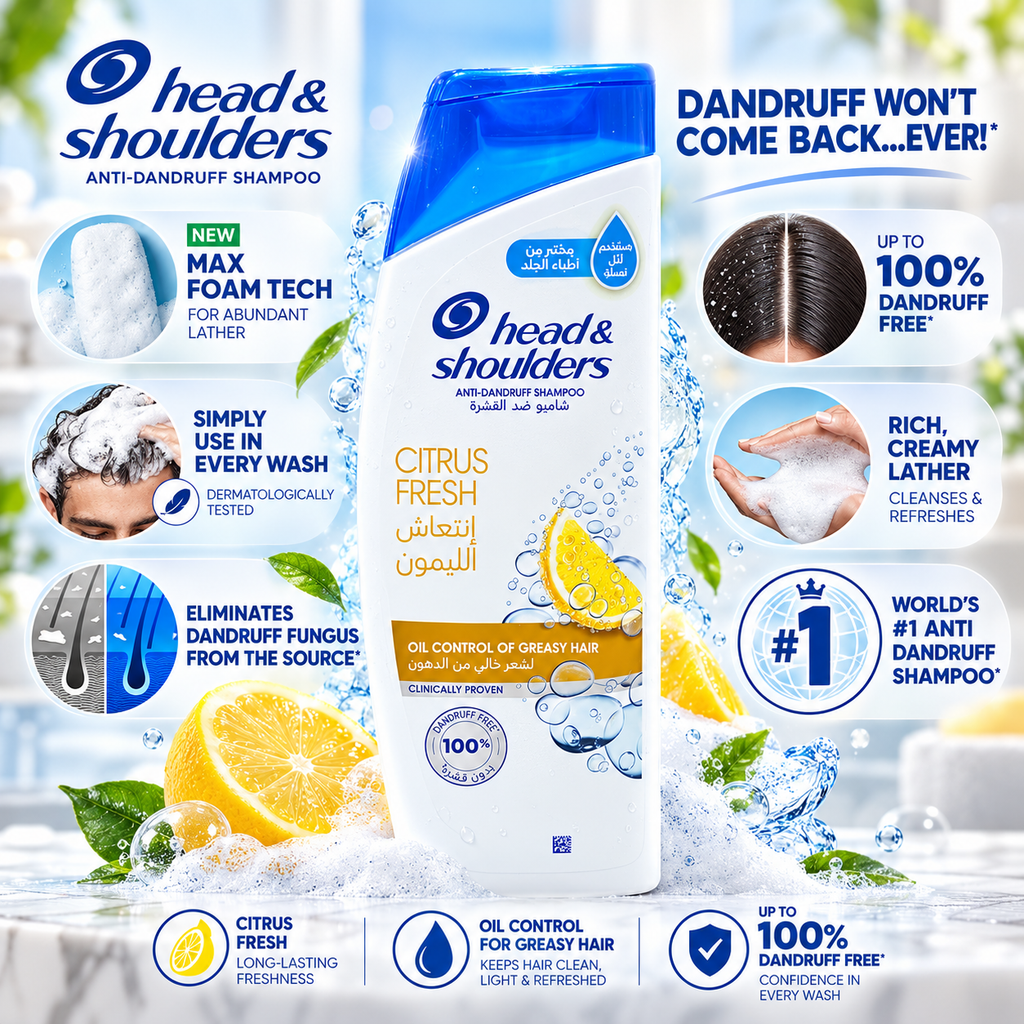 Head & Shoulders Anti-Dandruff Citrus Fresh Shampoo 400ml 4pcs