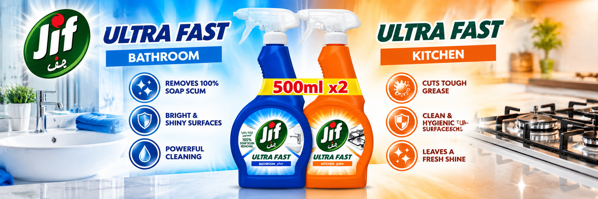 Jif Ultra Fast Cleaner Spray 500ml x 2pcs – Kitchen & Bathroom Cleaning