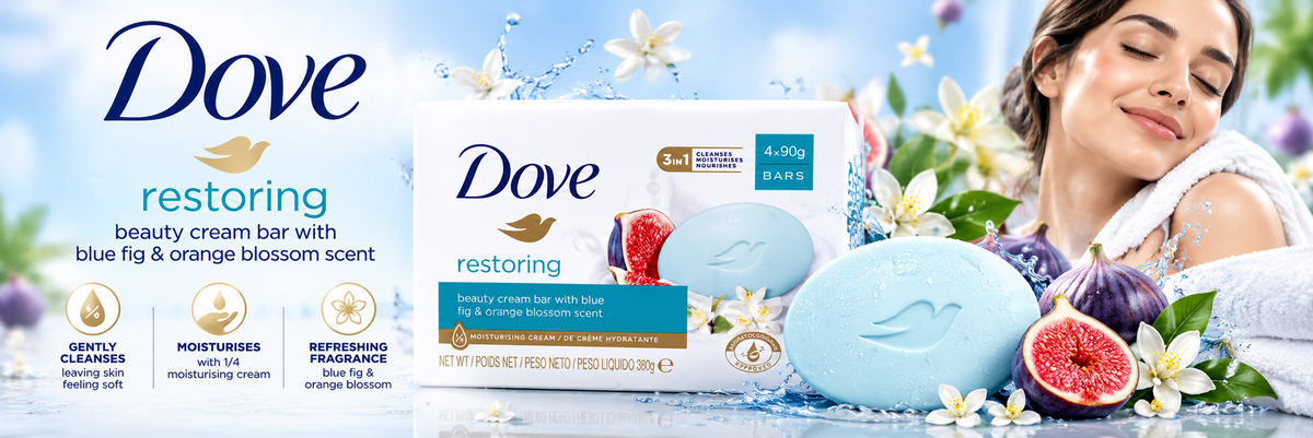 Dove Restoring Soap 90g – Soft, Smooth & Nourished Skin 4pcs