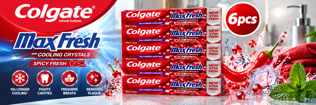 Colgate Max Fresh Spicy Fresh Toothpaste 100ml x 6pcs – Long-Lasting Freshness