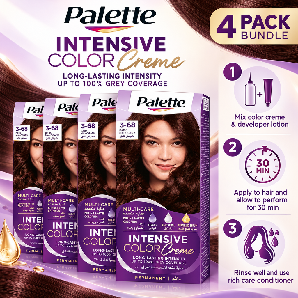 Palette Dark Mahogany 3-68 – Rich Permanent Hair Color 4pcs