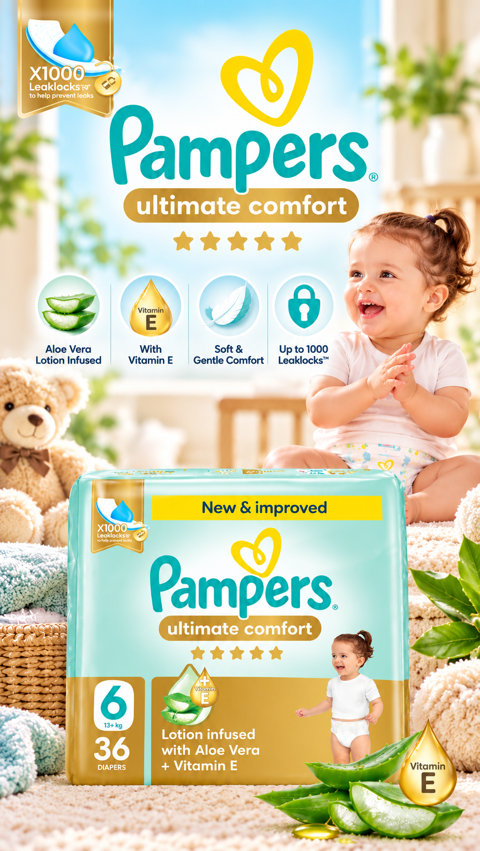ampers Premium Care Size 6 – 36 Diapers Pack