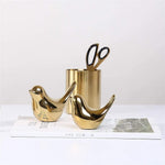 ELECDON Golden Ceramic Bird Figurines