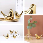 ELECDON Golden Ceramic Bird Figurines