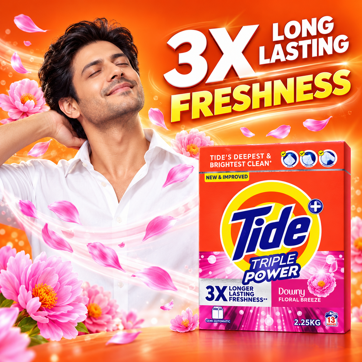 Tide Triple Power Blue 2.25kg – Deep Clean with Floral Breeze Freshness 2pcs
