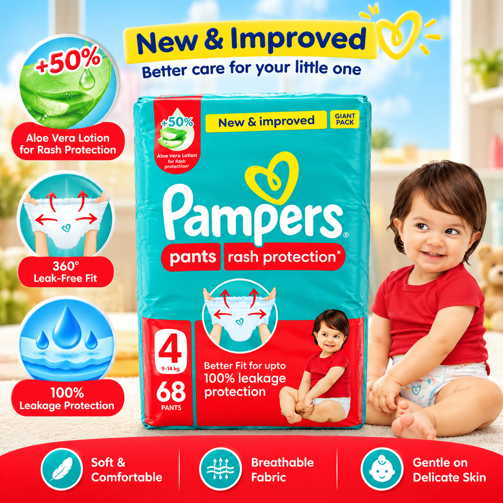 Pampers Pants Rash Protect Size 4 – Jumbo Pack  68 Pants