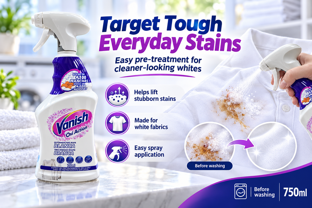 Vanish White Stain Remover Spray 750ml – Powerful Pre-Treat Cleaning 2pcs