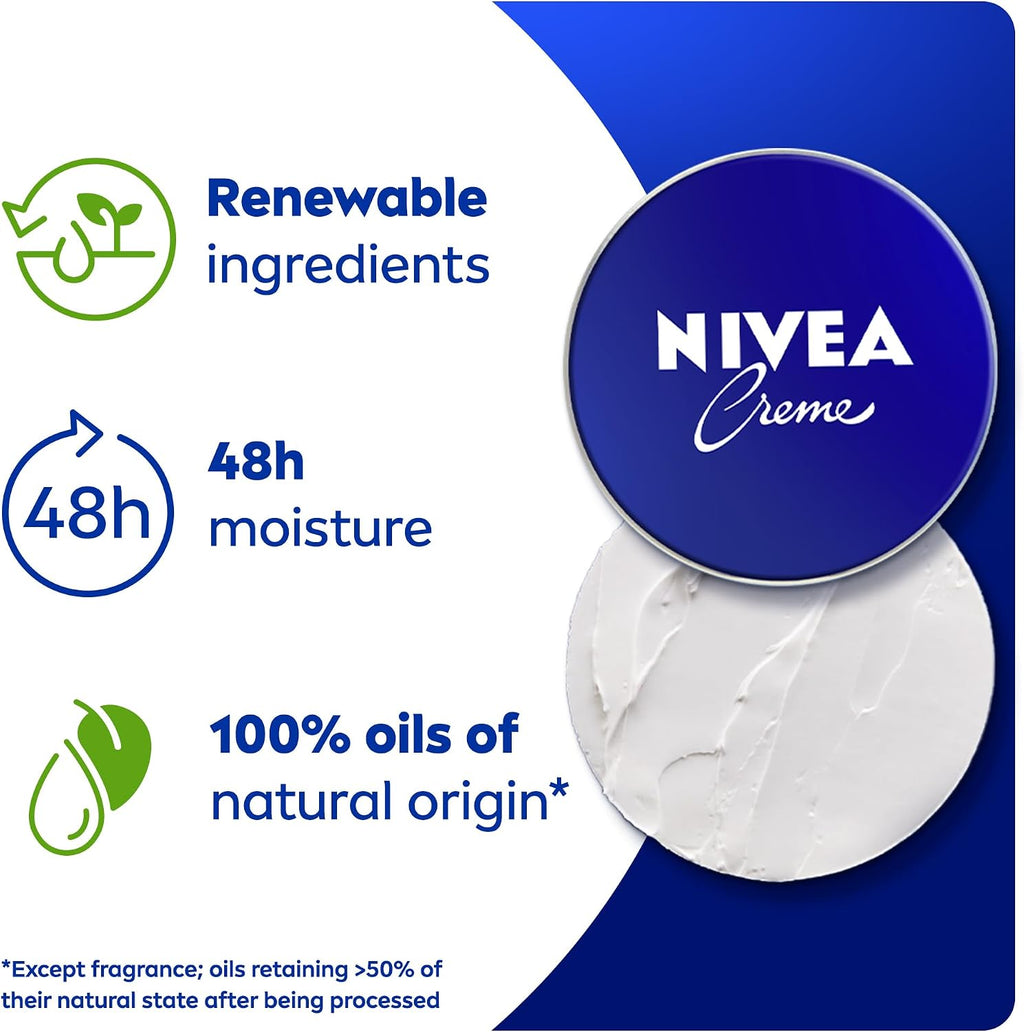 NIVEA Creme Tin Moisturizing Cream, Provides Intensive Protective Care for Soft and Supple Skin, 150ml