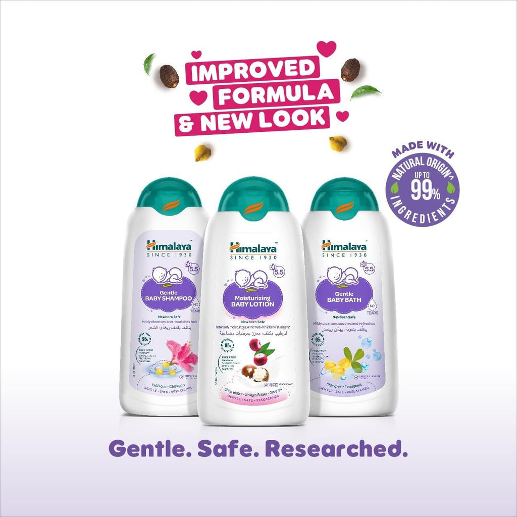 Himalaya Gentle Baby Bath Tear-Free|pH 5.5 | 95% Natural Origin Ingredients|with Chickpea & Fenugreek-  400ml