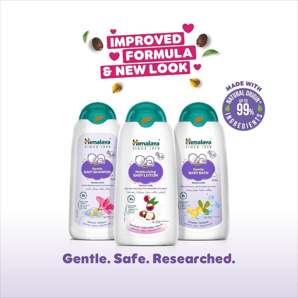 Himalaya Gentle Baby Bath Tear-Free|pH 5.5 | 95% Natural Origin Ingredients|with Chickpea & Fenugreek-  400ml