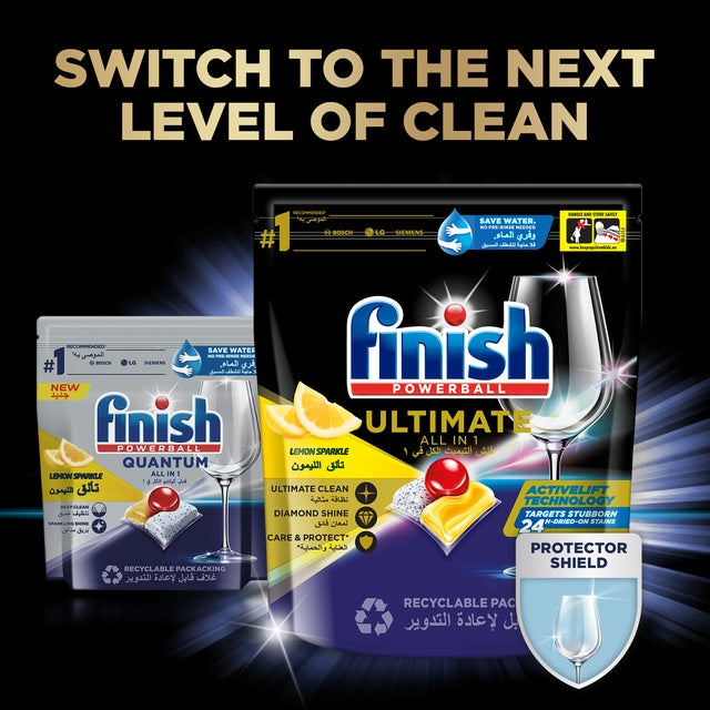 Finish Quantum All in 1 Dishwasher Tablets Lemon Sparkle Scent 50 pcs
