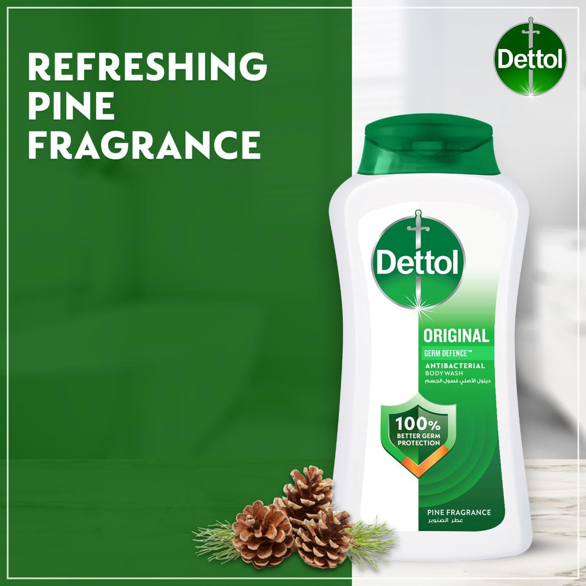 Dettol Germ Protection Shower Gel Set - Pine Fresh (250ml & 500ml Combo)