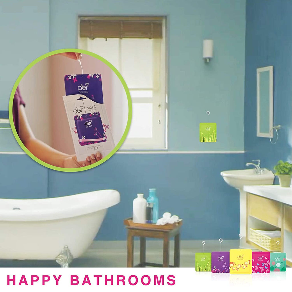Godrej aer Power Pocket Bathroom Freshener – Jasmine Floral Delight (10g) | Lasts up to 30 days | Germ Protection