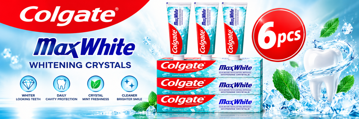 Colgate Max White Toothpaste 100ml x 6pcs – Crystal Mint Whitening Care