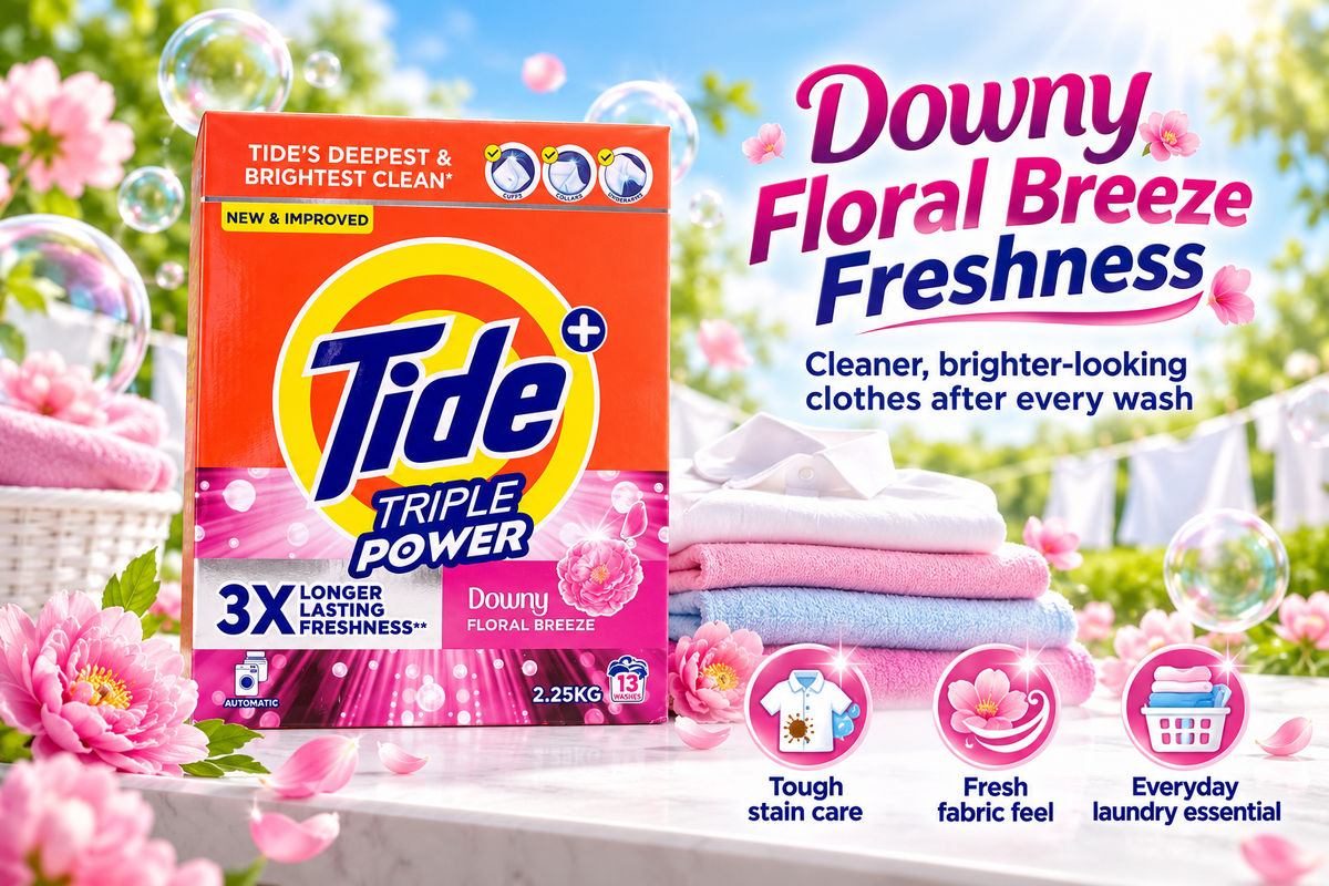 Tide Triple Power Downy Floral Breeze 2.25kg X 2Pcs  – Deep Clean & Freshness