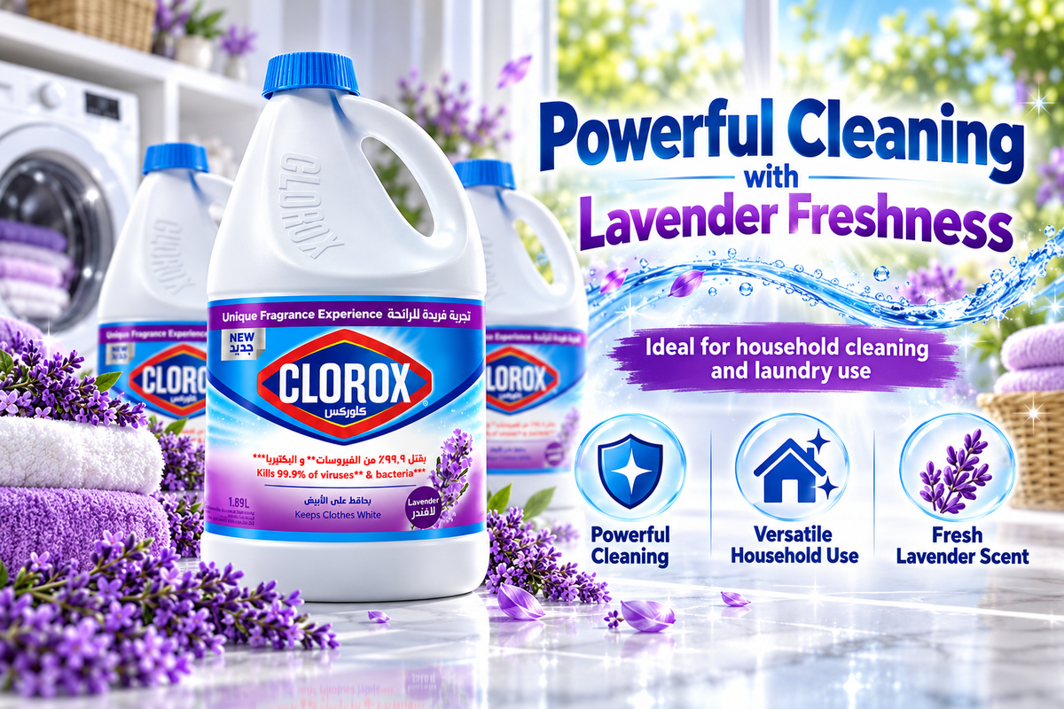 Clorox Lavender Bleach 1.89L – Powerful Cleaning with Fresh Lavender Scent 4Pcs