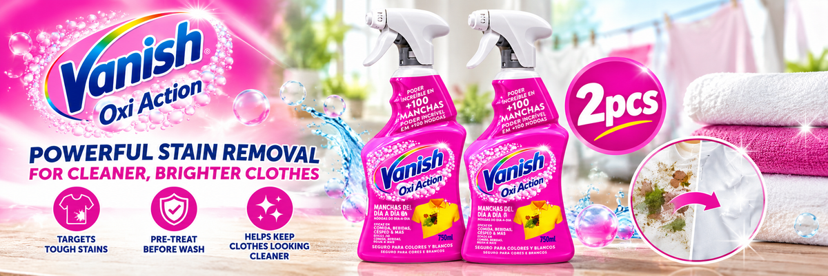 Vanish Pink Stain Remover Spray 750ml x 2pcs  – Powerful Pre-Treat Cleaning