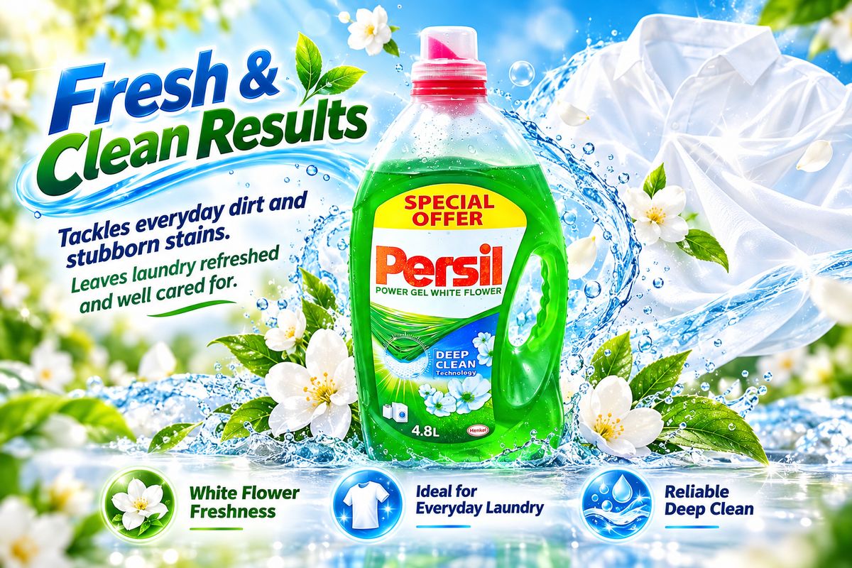 Persil Power Gel White Flower 4.8L – Deep Cleaning & Floral Freshness