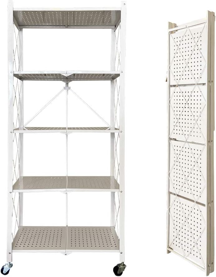 N/P 5-Tier Foldable Metal Storage Shelves - White