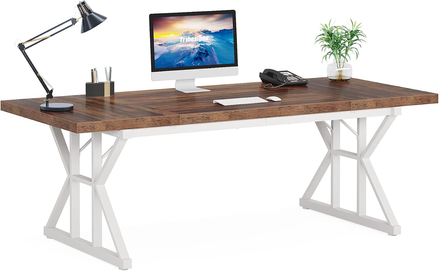 Tribesigns Computer Desk, 180cm Large Office Desk Workstation