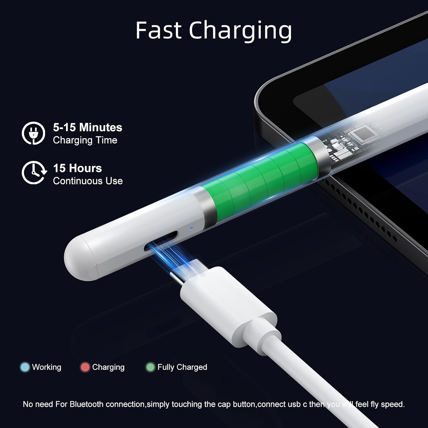 JAMJAKE Stylus Pen for iPad 9th&10th Generation-2X Fast Charge Active Pencil