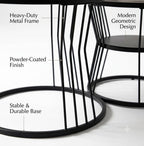 Round Nesting Coffee Table Set of 2 – Marble Top with Black Metal Frame