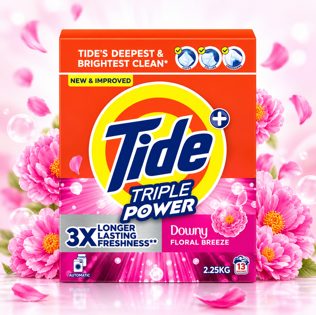 Tide Triple Power Downy Floral Breeze 2.25kg X 2Pcs  – Deep Clean & Freshness