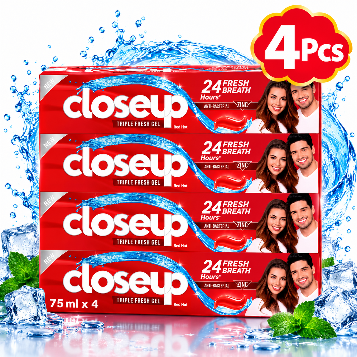 Closeup Red Toothpaste – Fresh Breath & Daily Cleaning 75ml 4 Pcs