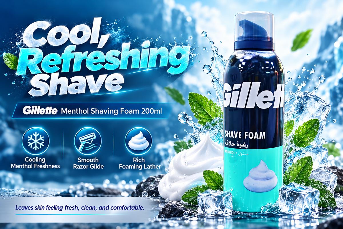 Gillette Shaving Foam Menthol 200ml – Cooling Comfort & Easy Glide x 6pcs