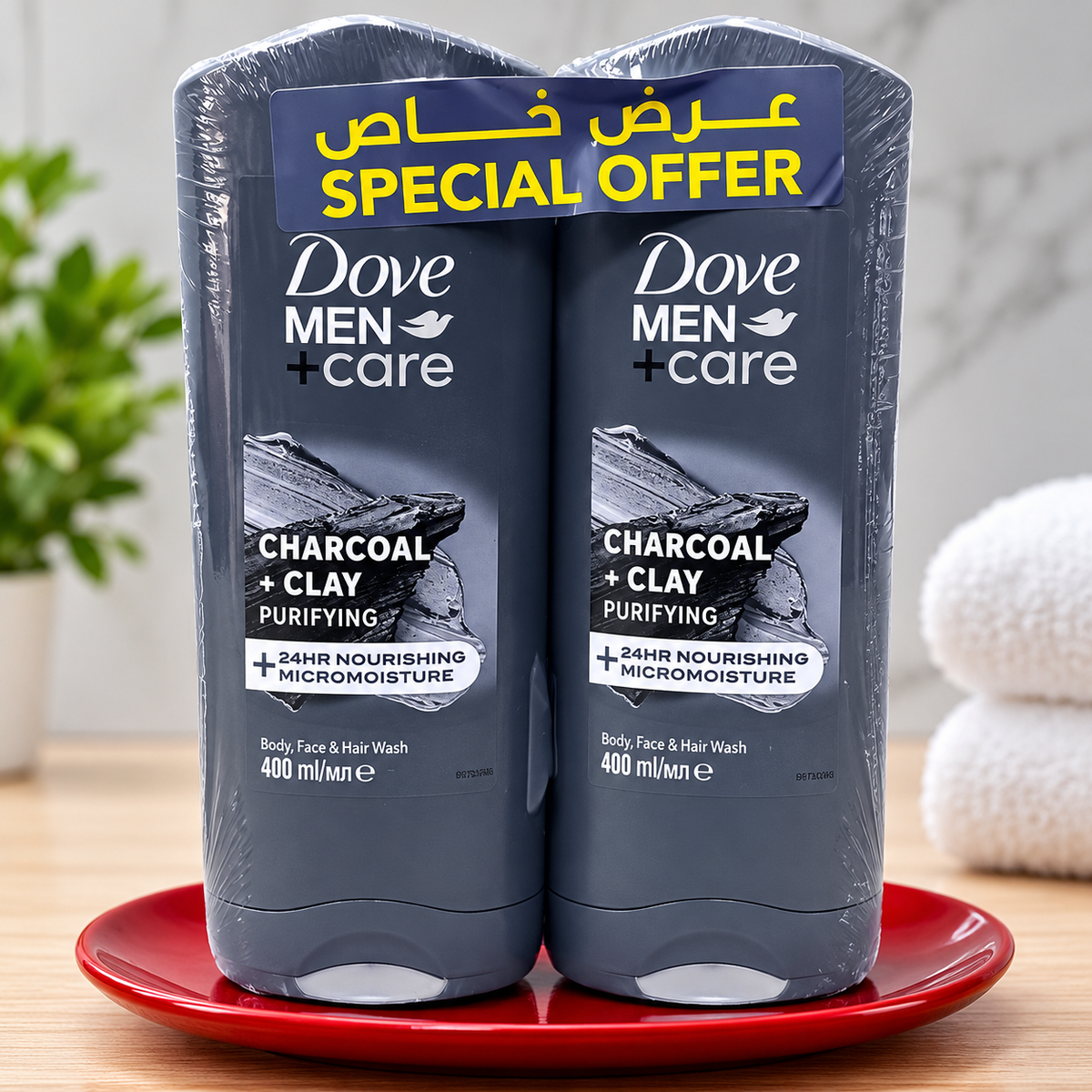 Dove Men+Care Charcoal Shower Gel 400ml  2pcs – Deep Clean & Fresh Skin