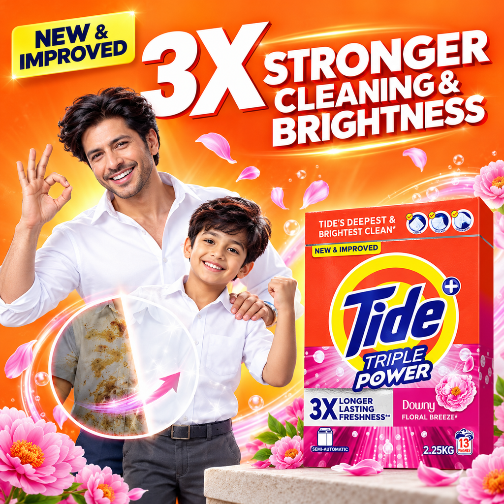 Tide Triple Power Blue 2.25kg – Deep Clean with Floral Breeze Freshness 2pcs