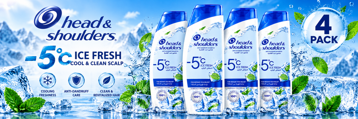 Head & Shoulders Ice Fresh 400ml – Fresh Scalp & Dandruff Protection 4pcs