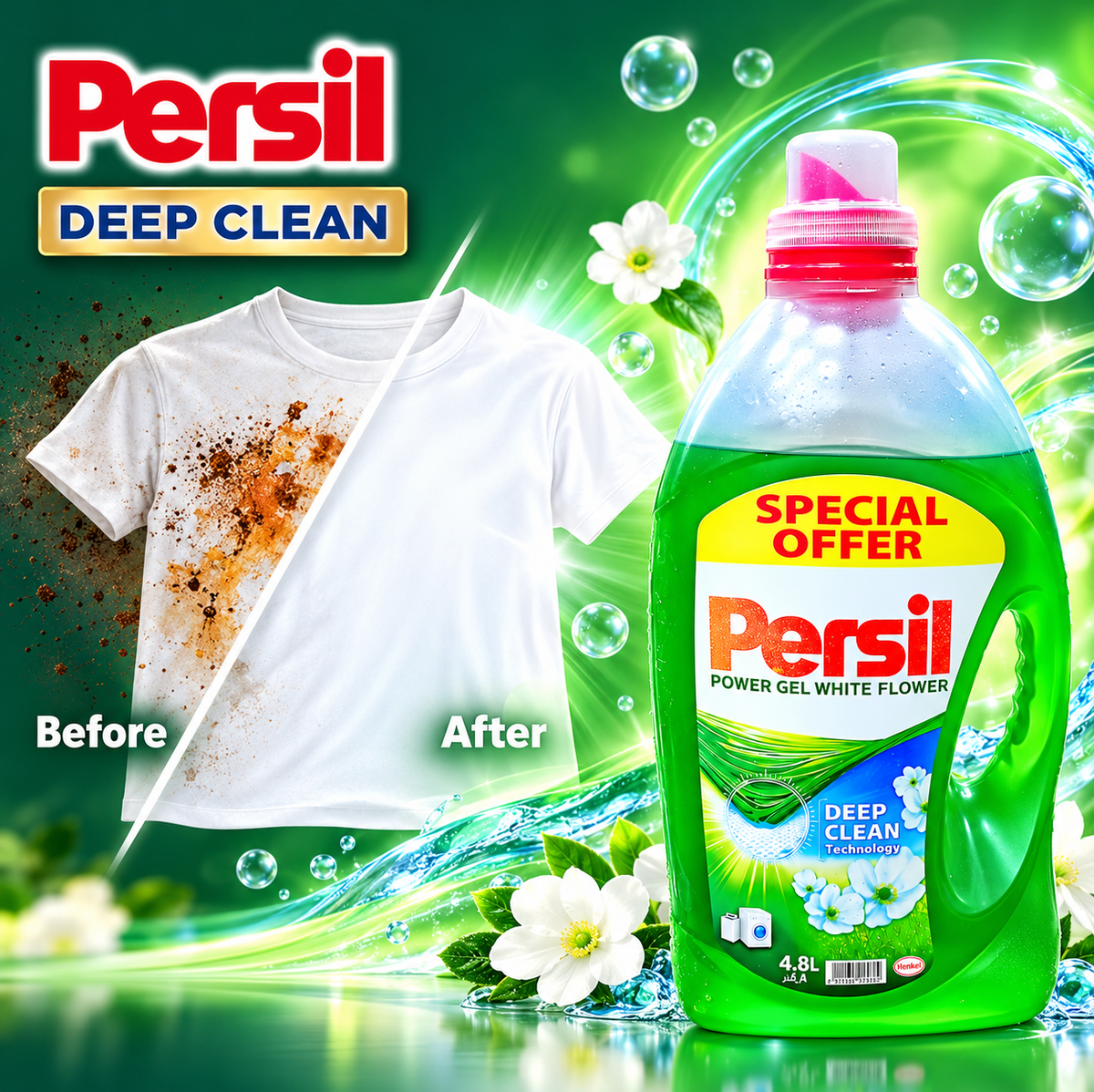 Persil Power Gel White Flower 4.8L – Deep Cleaning & Floral Freshness