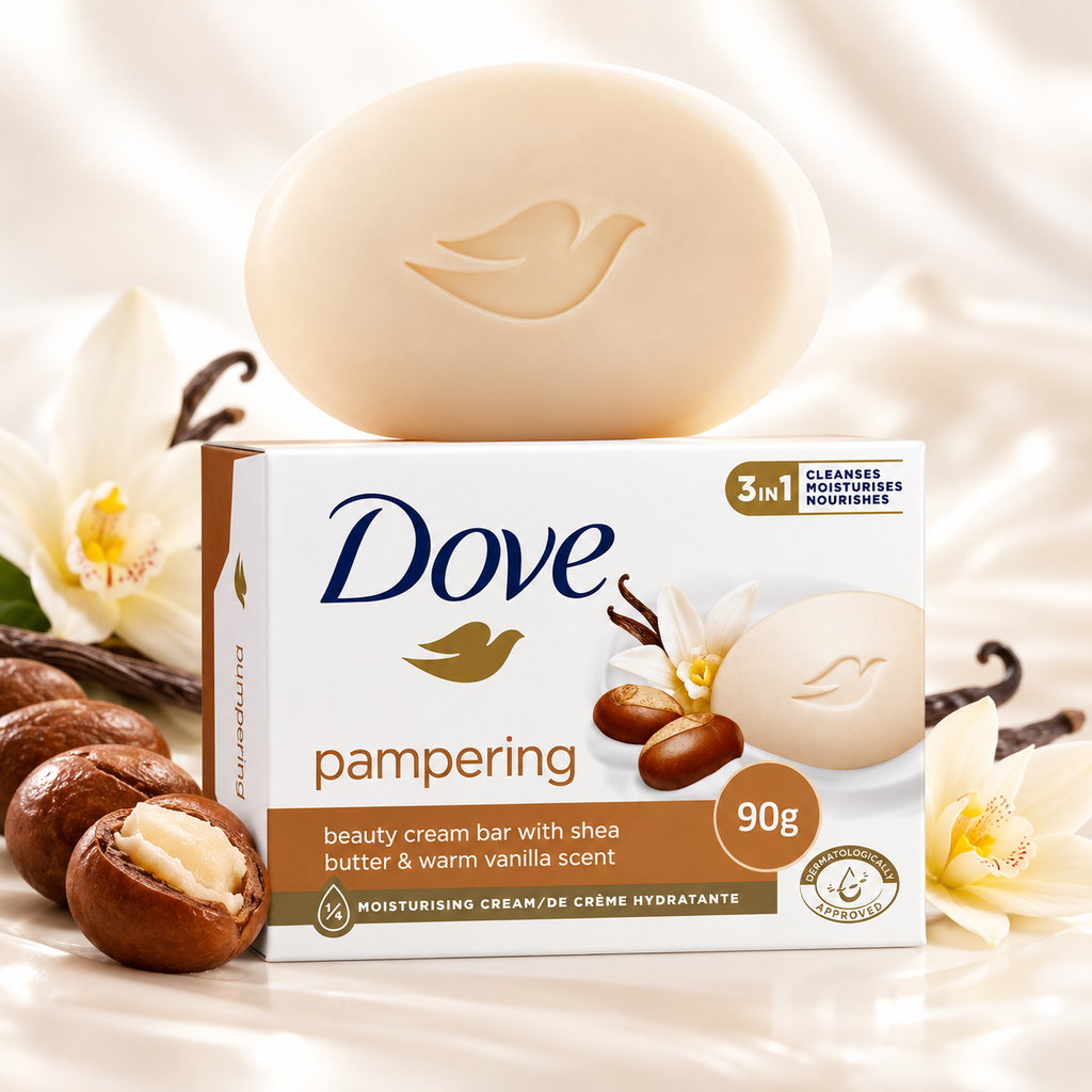 Dove Pampering Beauty Bar 90g – Gentle Cleansing & Nourishing Care 4Pcs
