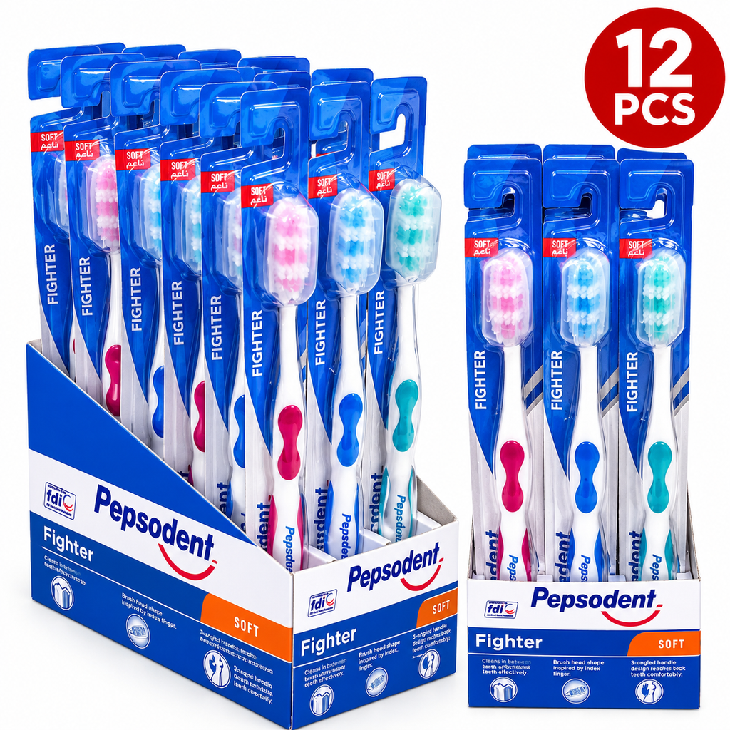 Pepsodent Fighter Soft Toothbrush – Gentle Daily Cleaning x 12pcs