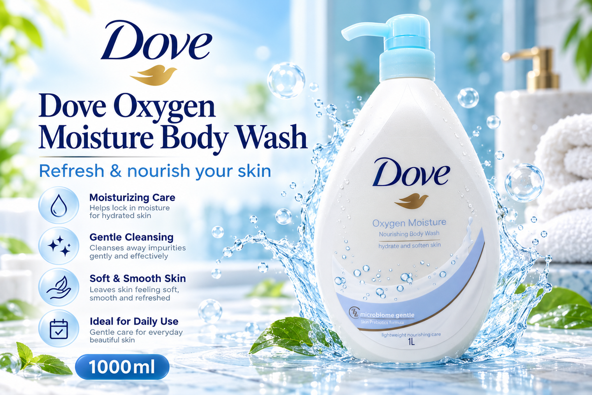 Dove Oxygen Moisture Nourishing Body Wash 1000ml – Hydrating Daily Care