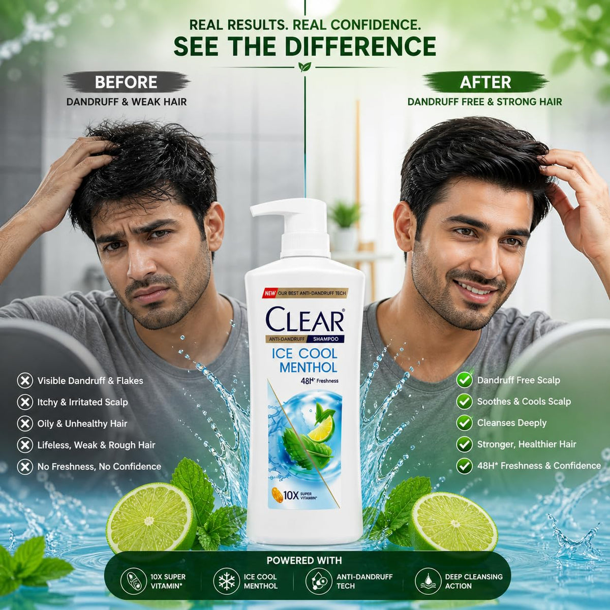 Clear Anti-Dandruff Ice Cool Menthol Shampoo 650ml