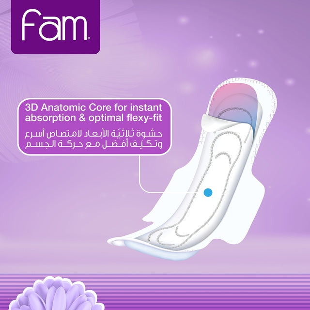 Fam Night Sanitary Pads Folded With Wings 48 pcs