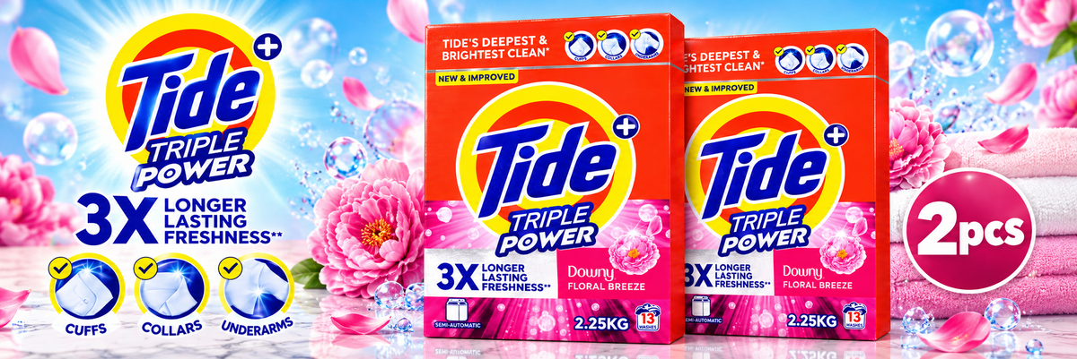 Tide Triple Power Blue 2.25kg – Deep Clean with Floral Breeze Freshness 2pcs