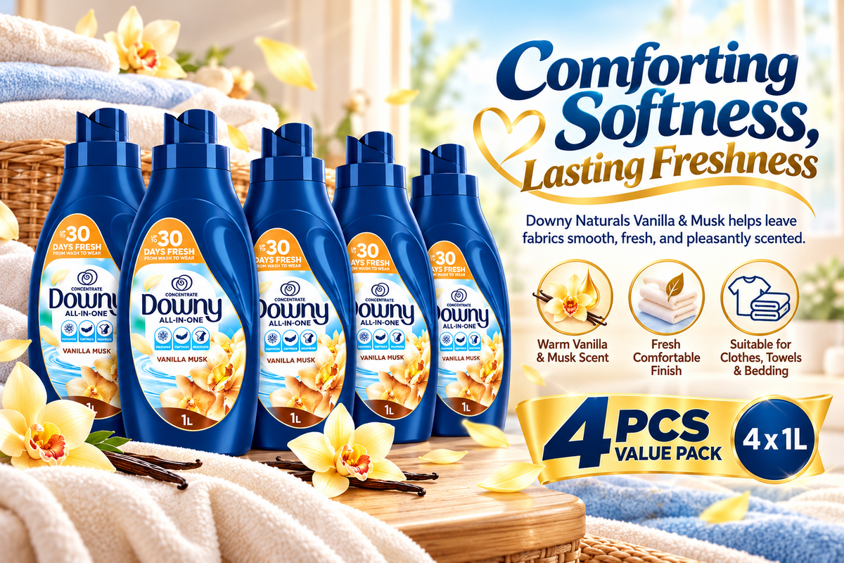 Downy Naturals Vanilla & Musk Fabric Softener – 1L