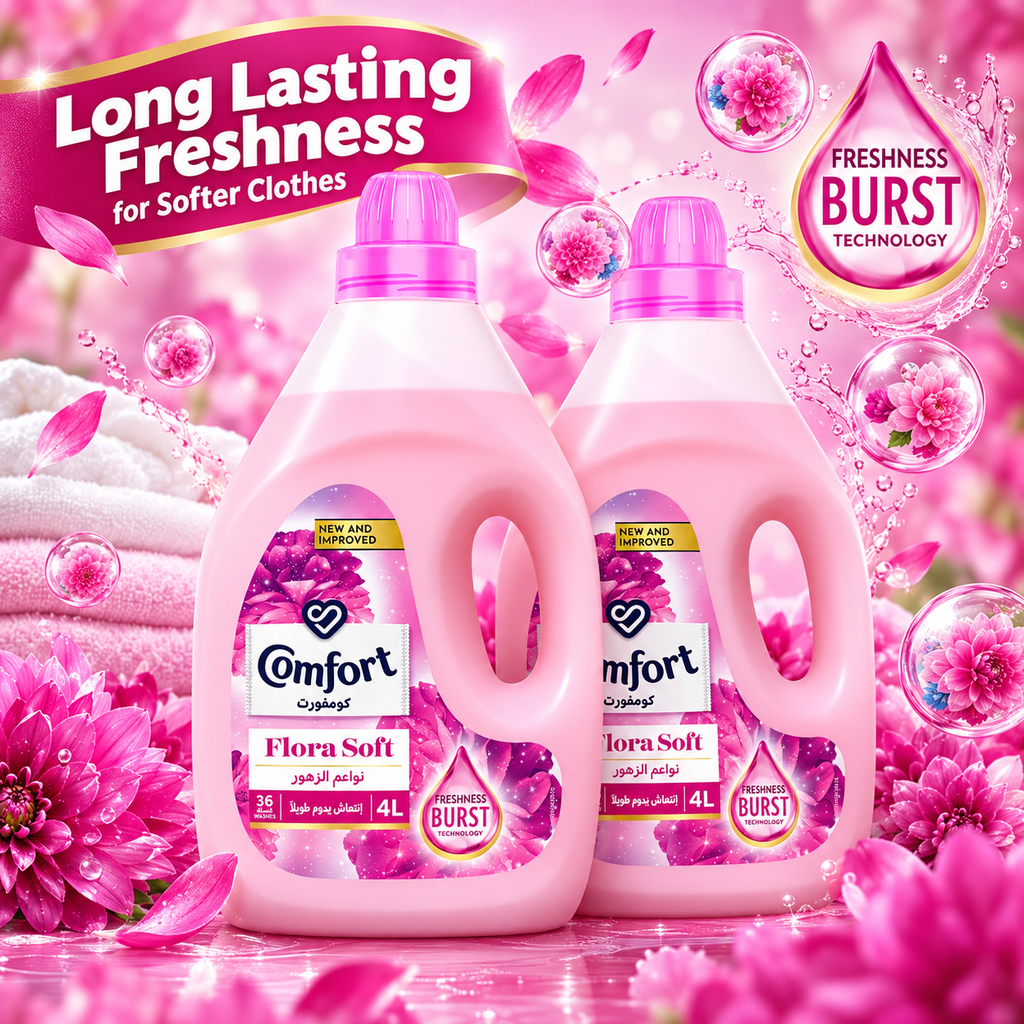 Comfort Flora Pink Fabric Softener 4L – Long-Lasting Freshness 2pcs