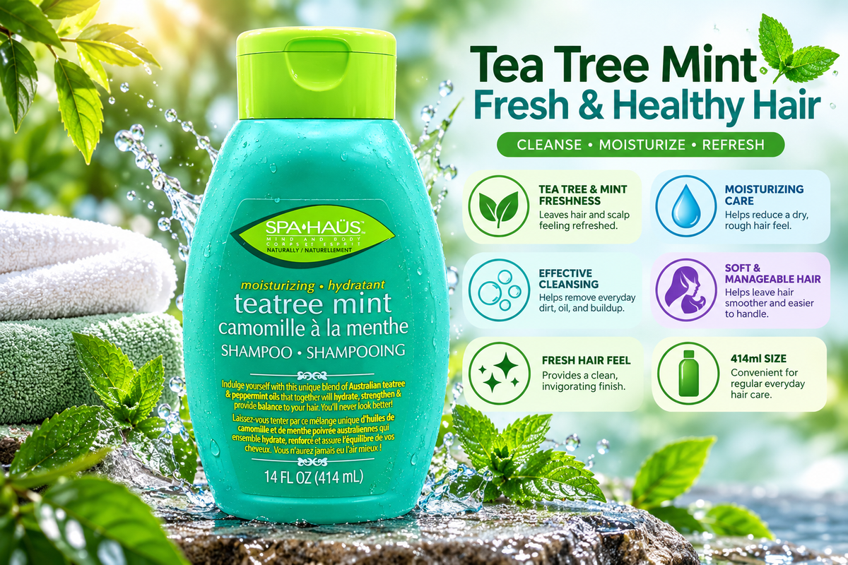 Spa Haus Moisturizing Shampoo 414ml x 6pcs – Tea Tree Mint Freshness