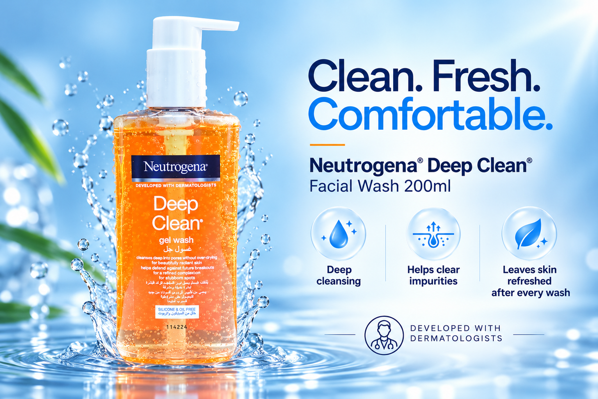 Neutrogena Deep Clean Facial Wash 200ml x 4pcs – Fresh & Deep Cleansing