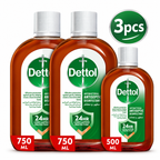 Dettol Antiseptic Liquid 750ml × 2 + 500ml – Value Hygiene Pack Total 3packs