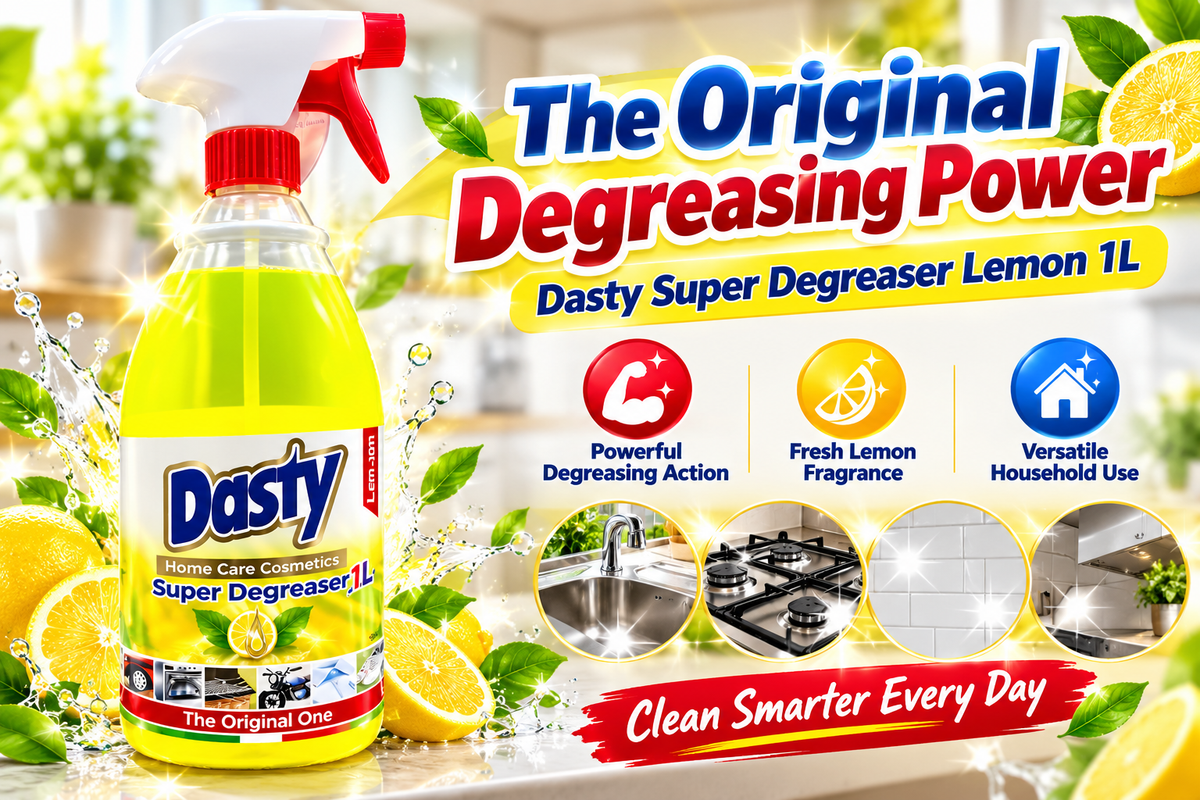 Dasty Super Degreaser Lemon 1L – Kitchen & Multi-Surface Cleaner 2pcs