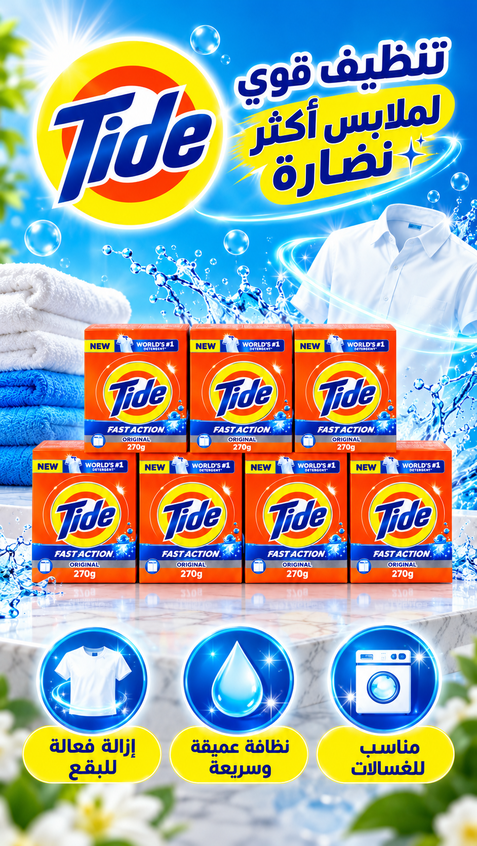 Tide Original Scent Laundry Detergent Powder – 270g 10Pcs