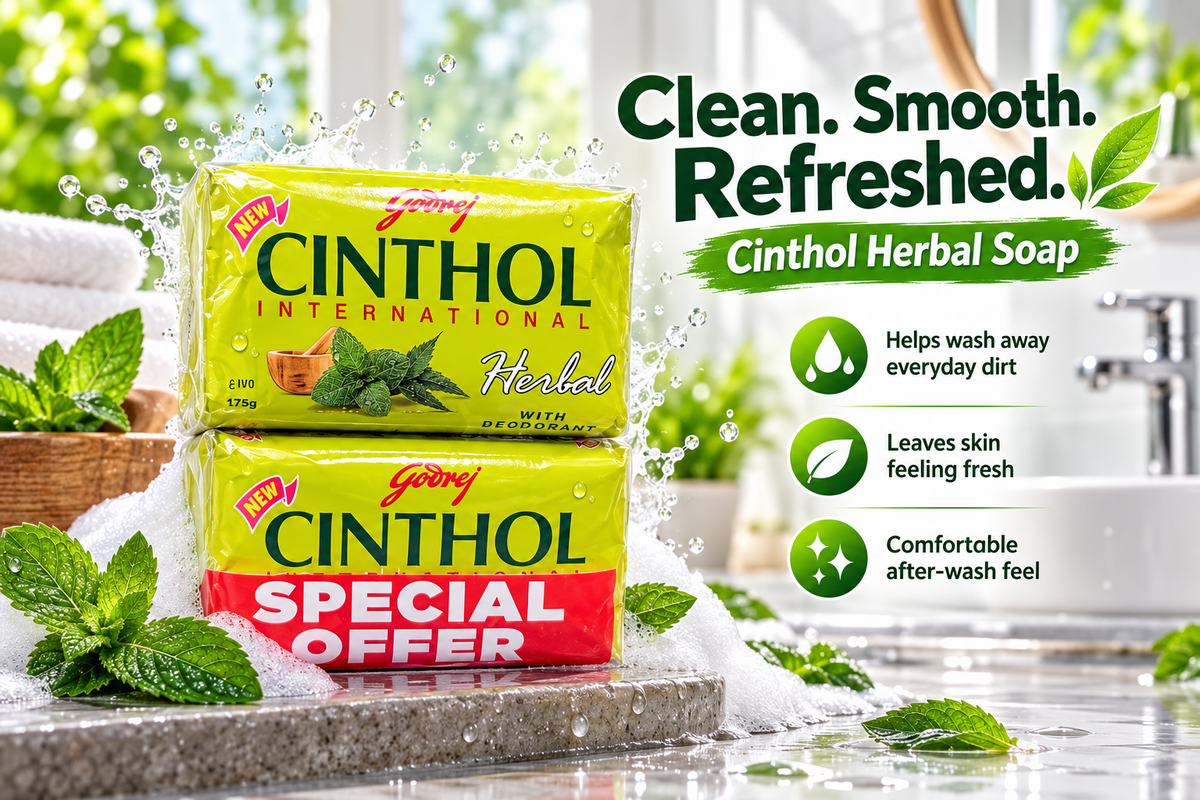 Cinthol Herbal Bath Soap 175g  x 12pcs – Clean, Fresh & Refreshing Skin