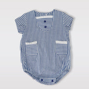 Classic Ancar Ranita Blue and White Checked Baby Romper Suit