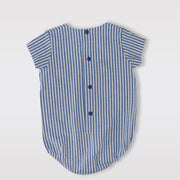 Classic Ancar Ranita Blue and White Checked Baby Romper Suit